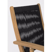Set 2 scaune gradina, terasa lemn acacia textil negru Danubio 51.5x61x90h