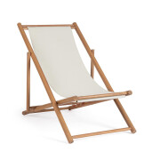 Set 2 scaune gradina, terasa lemn acacia textil alb Danubio 68x106/114x76/89h