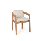 Set 2 scaune lemn masiv acacia maro perne crem Pablo 58x60x79h