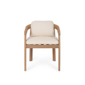 Set 2 scaune lemn masiv acacia maro perne crem Pablo 58x60x79h