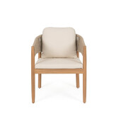 Set 2 scaune lemn masiv acacia textil crem Thiago 63x59.5x84h