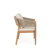 Set 2 scaune lemn masiv acacia textil crem Thiago 63x59.5x84h