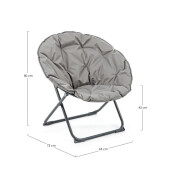 Fotoliu pliabil cadru din otel si perna textil gri Rock 65 cm x 75 cm x 80 h x 42 h1