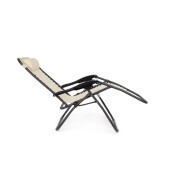 Set 2 scaune gradina otel negru textilena crem Santana 177x65x110h