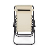 Set 2 scaune gradina otel negru textilena crem Santana 177x65x110h