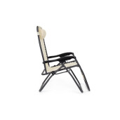 Set 2 scaune gradina otel negru textilena crem Santana 177x65x110h