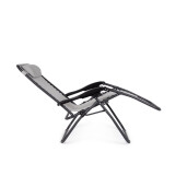 Set 2 scaune gradina otel negru textilena gri Santana 177x65x110h