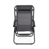 Set 2 scaune gradina otel negru textilena gri charcoal Santana 177x65x110h