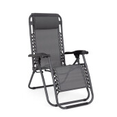 Set 2 scaune gradina otel negru textilena gri charcoal Santana 177x65x110h