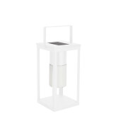 Felinar incarcare solara otel alb 17x17x38 cm