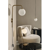 Set 2 lustre metal auriu sticla alba Delphine 15x22 cm