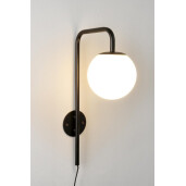 Set 2 aplice metal negru sticla alba Delphine 17x30x50 cm