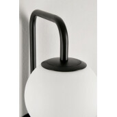 Set 2 aplice metal negru sticla alba Delphine 17x30x50 cm