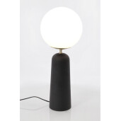 Veioza metal negru sticla alba Delphine 20x51 cm