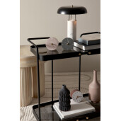 Veioza marmura alba metal negru Kaithal Ø25x33h