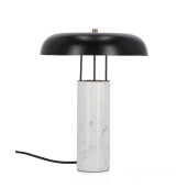 Veioza marmura alba metal negru Kaithal Ø25x33h