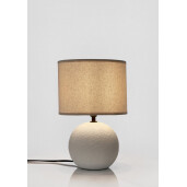 Veioza ceramica alba textil crem Irvin Ø20x32h