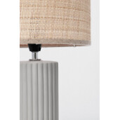 Veioza ceramica gri textil natur Adhara Ø20,5x42h