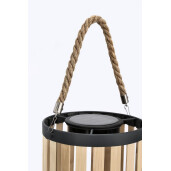 Felinar incarcare solara bambus natur otel negru Arvel Ø18,7x36,7-54h