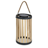 Felinar incarcare solara bambus natur otel negru Arvel Ø16,5x29-44h