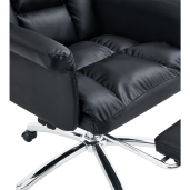 Scaun birou suport picioare piele ecologica neagra Rodik 66x64x106-116 cm