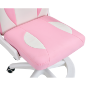 Scaun birou piele ecologica alba roz Odelia 59x53x87-97 cm