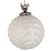 Set 12 globuri brad Craciun sticla alba Decorum Ø10x13h