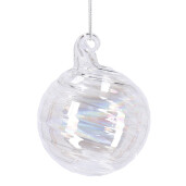 Set 12 globuri brad Craciun sticla transparent irizat Spiral Ø 8 cm