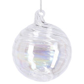 Set 8 globuri brad Craciun sticla transparent irizat Spiral Ø 10 cm