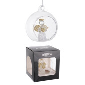 Set 6 globuri brad Craciun Inger sticla  aurie transparenta Jeliel Ø 8 cm