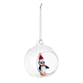 Set 6 globuri brad Craciun Pinguin sticla multicolora Zoey Ø 8 cm