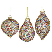 Set 12 globuri brad Craciun sticla multicolora Kleis 7,1x7,1x10,5h; 8x8x9,1h; 6,8x6,8x13h