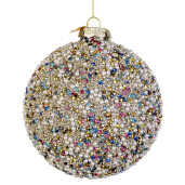 Set 8 globuri brad Craciun sticla margele multicolore Pearly Ø 10 cm