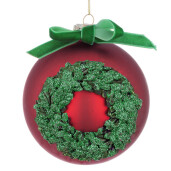 Set 8 globuri brad Craciun sticla rosie verde Wreath Ø 10 cm