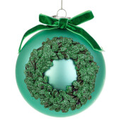 Set 8 globuri brad Craciun sticla verde Wreath Ø 10 cm