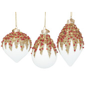 Set 12 globuri brad Craciun sticla multicolora Firework 7,1x7,1x10,5h 8x8x9,1h 6,8x6,8x13h