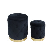 Set 2 tabureti catifea neagra 31 x 38, 42 x 52 cm