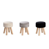 Set 3 tabureti catifea multicolora lemn 28,5 x 34,5 cm