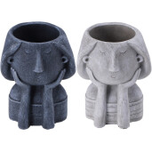 Set 2 ghivece flori gri Face 14 x 12 x 19 cm