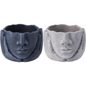 Set 2 ghivece flori ciment gri Face 17,5 x 17,5 x 12,5 cm
