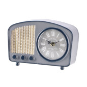 Ceas masa Radio Retro fier gri natur 23 x 8,5 x 16 cm