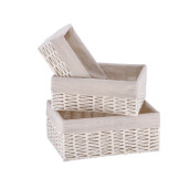 Set 3 cosuri depozitare alb bej 28 x 19 x 11 cm, 34 x 24 x 12 cm, 38 x 28 x 15 cm