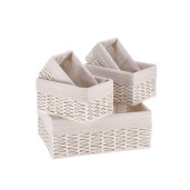 Set 5 cosuri depozitare alb bej 21 x 13 x 11 cm,  25 x 17,5 x 13 cm, 40 x 30 x 15 cm