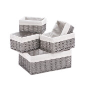 Set 5 cosuri depozitare alb gri 21 x 13 x 11 cm,  25 x 17,5 x 13 cm, 40 x 30 x 15 cm