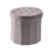 Taburet pliabil cu spatiu depozitare textil maro taupe Alma 38 x 36 cm