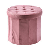 Taburet catifea roz, pliabil cu spatiu depozitare 45 x 40 cm