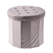Taburet catifea taupe, pliabil cu spatiu depozitare 45 x 40 cm