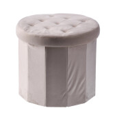 Taburet catifea bej, pliabil cu spatiu depozitare 45 x 40 cm