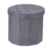 Taburet textil gri inchis, pliabil cu spatiu depozitare 45 x 40 cm