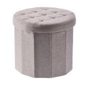 Taburet textil bej, pliabil cu spatiu depozitare 45 x 40 cm